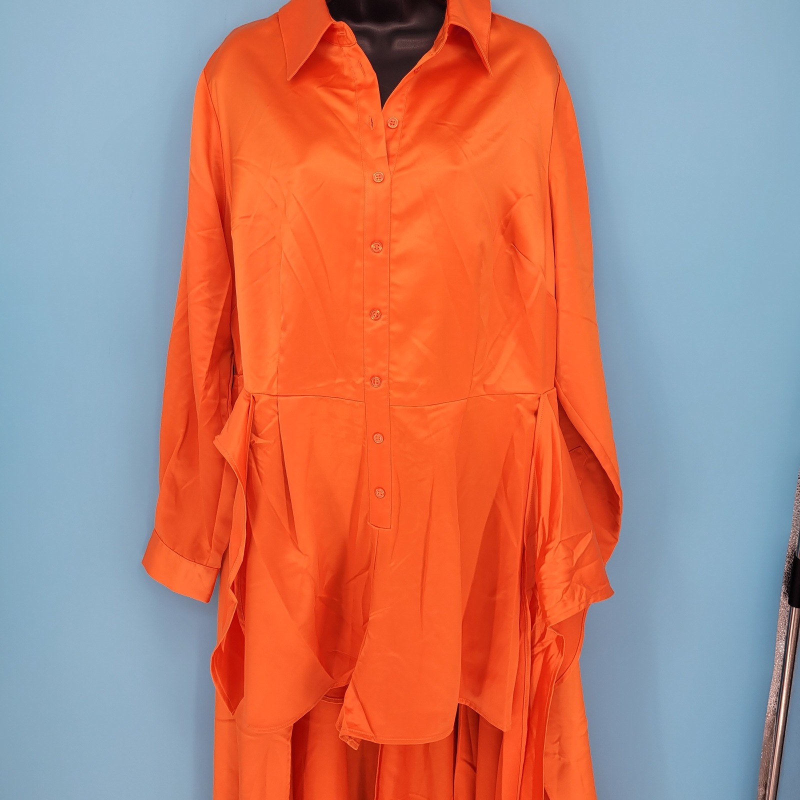 Nwt Patrick Starrr X Ftf Orange Satin High Slit Maxi Romper Dress Plus Size 1 — image 5 of 8